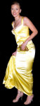 Different pictures of the great american actress Scarlett Johansson, posing sexy with a stunning golden dress.